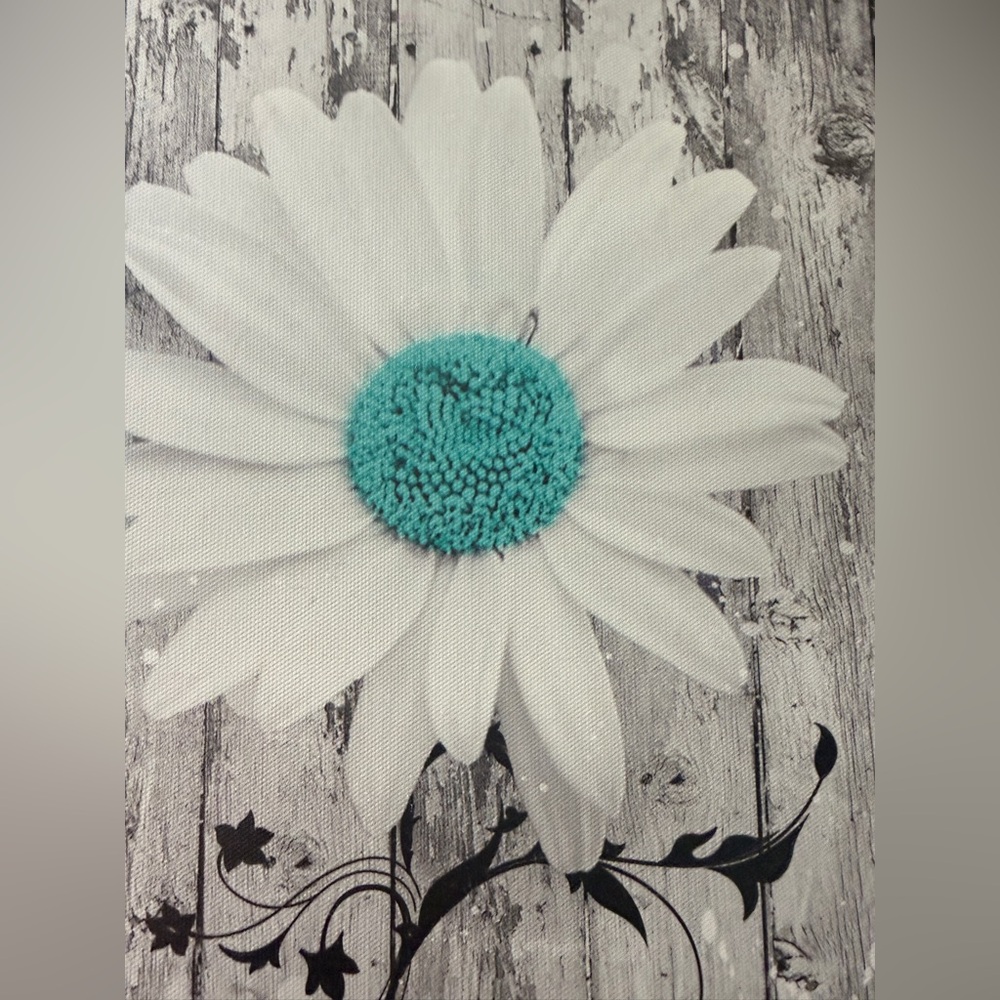 Decor for Bathroom - Floral Canvas Art with White and Blue Flower - Picture 4 of 4